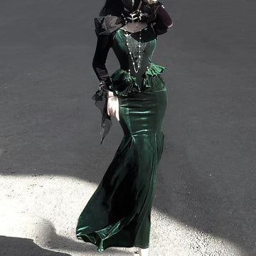 Teased Original Dark Forest Lolita Girl Lolita Top Fishtail Dress Daily Cute Set 7178